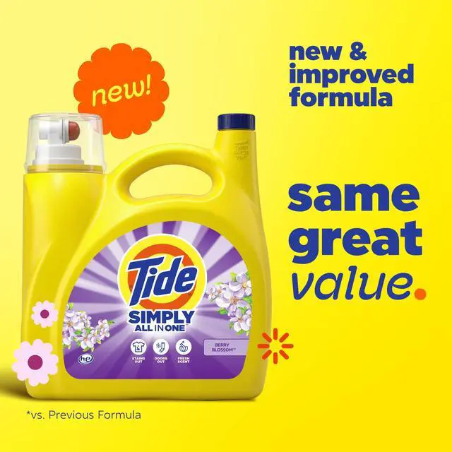 Alt view image 6 of 7 - Tide Simply All-In-One Liquid Laundry Detergent, Berry Blossom Scent, 89Loads, 112fl oz