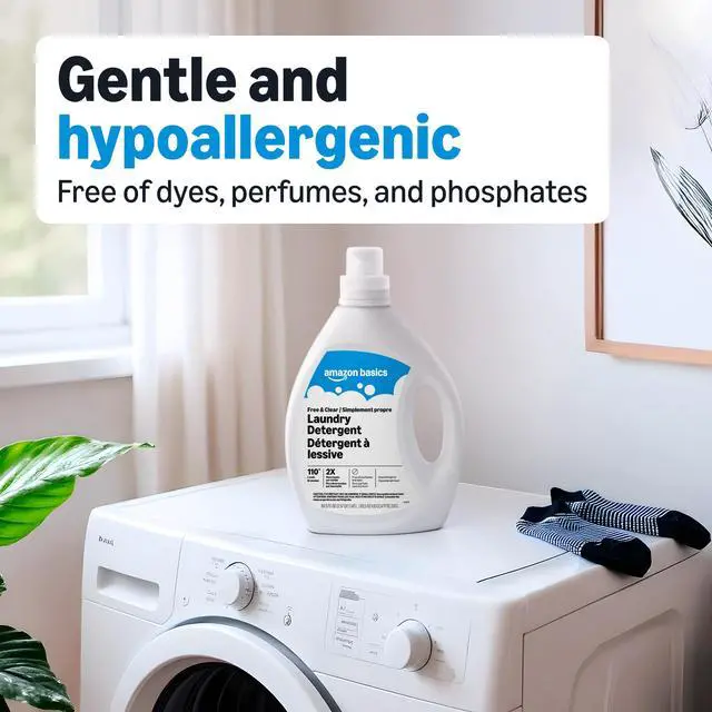 Alt view image 2 of 6 - Basics Concentrated Liquid Laundry Detergent, Free of Perfumes & Clear of Dyes, 110Loads, 82.5Fl Oz