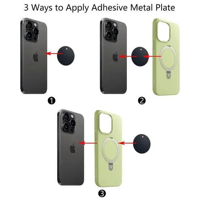 Alt view image 3 of 5 - BGJRBY 12-Pack Round Metal Plates with Full Adhesive for Magnetic Car Mount Phone Holder, Black