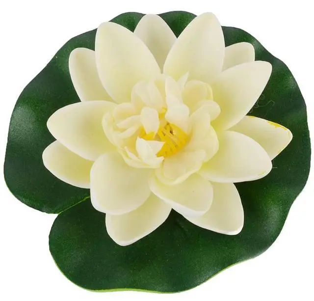 Main image of Jinshining White Artificial Floating Foam Lotus Flower with Water Lily Pad Ornaments, Lifelike Fake Lotus Flowers for Patio Pond Pool Fish Tank Aquarium Home Garden Weddi