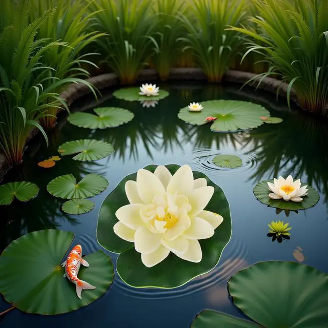 Alt view image 4 of 6 - Jinshining White Artificial Floating Foam Lotus Flower with Water Lily Pad Ornaments, Lifelike Fake Lotus Flowers for Patio Pond Pool Fish Tank Aquarium Home Garden Weddi