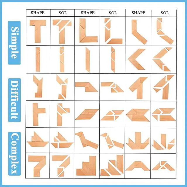 Alt view image 6 of 6 - KINGOU Wood T Shape Puzzle, 4 Pieces Brain Teaser Toy for Kids & Adults, Advanced Level, Great Gift & Party Favor, Includes Paper Instructions