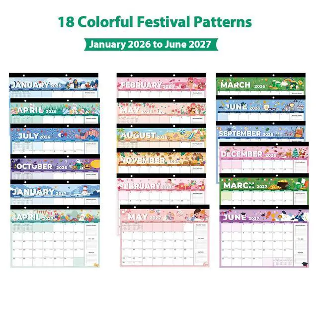 Alt view image 2 of 7 - 18 Months Desk Calendar 2026 - January 2026 to June 2027, Large 17" x 12" Desktop/Wall Monthly Calendar for Home, School, or Office