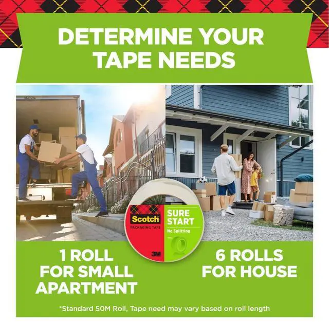 Alt view image 2 of 6 - Scotch Sure Start Shipping Packaging Tape, 1.88" x 54.6 Yd, 3" Core, Clear, 1 Roll (345)