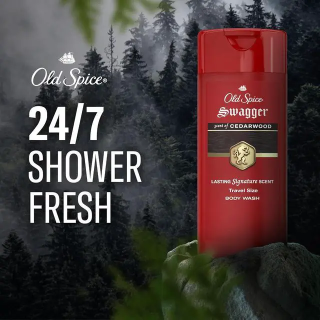 Alt view image 5 of 6 - Old Spice 3X Defense Body Wash for Men, 24/7 Shower Fresh Long Lasting Scent, Travel Size, Red Collection, Swagger Cedarwood, 3 fl oz