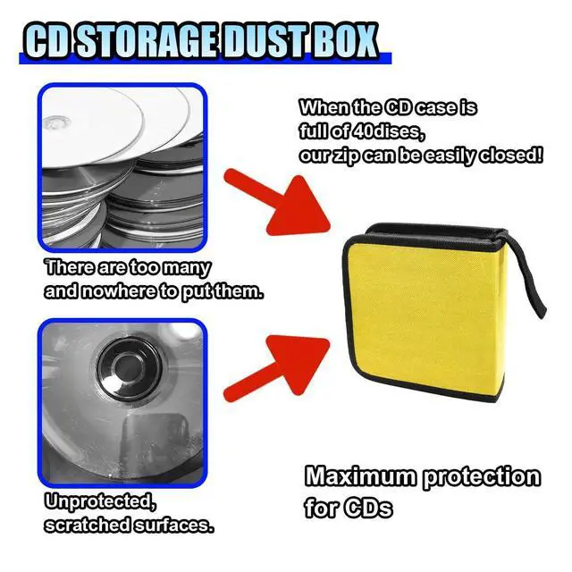 Alt view image 3 of 6 - Car CD Case 40 Capacity DVD Disc Storage Binder Wallet, Yellow
