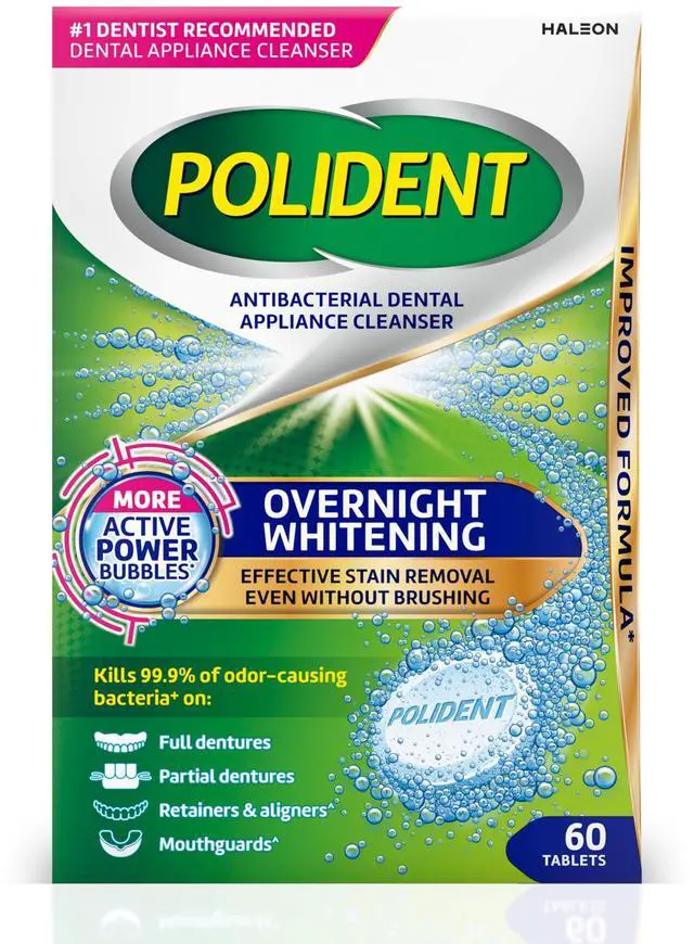 Main image of Polident Antibacterial Dental Appliance Cleanser Tablets, 60 Count