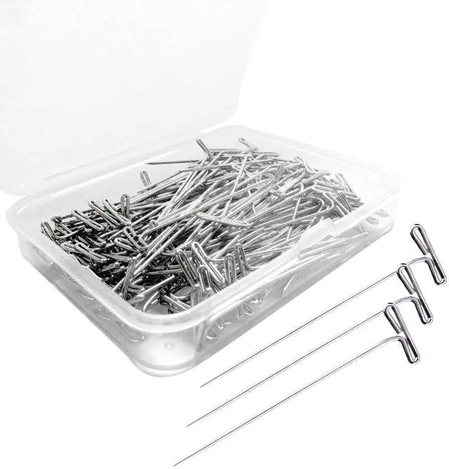 Main image of Sunenlyst T Pins 100Pack 1.5inch Stainless Steel Wig Pins for Blocking Knitting, Crochet, Sewing, Craft, Quilting, Office, Decoration