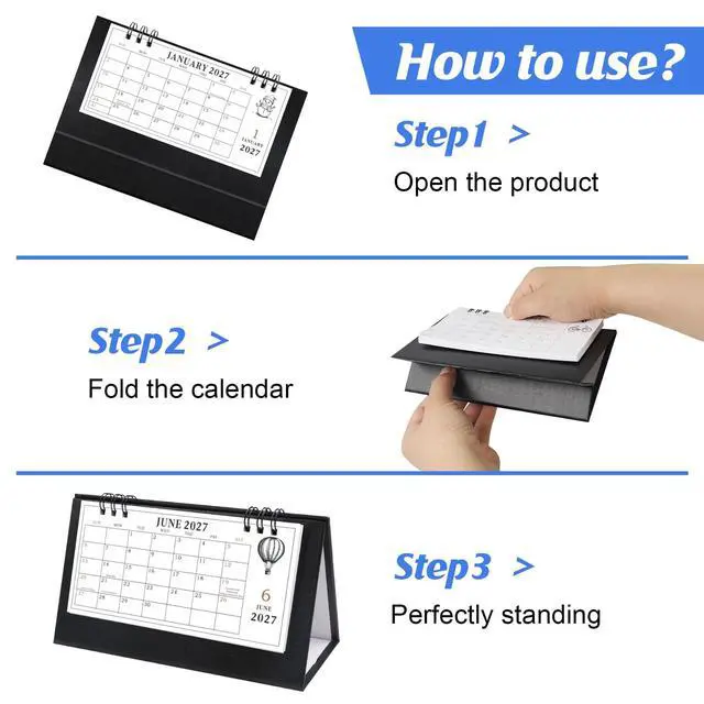 Alt view image 2 of 6 - Small Standing Flip Desk Calendar 2026-2027, Aug 2026 to Dec 2028