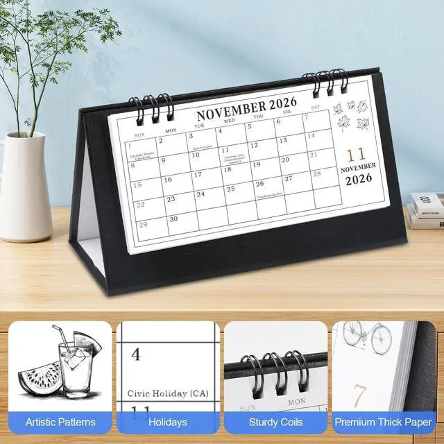 Alt view image 5 of 6 - Small Standing Flip Desk Calendar 2026-2027, Aug 2026 to Dec 2028