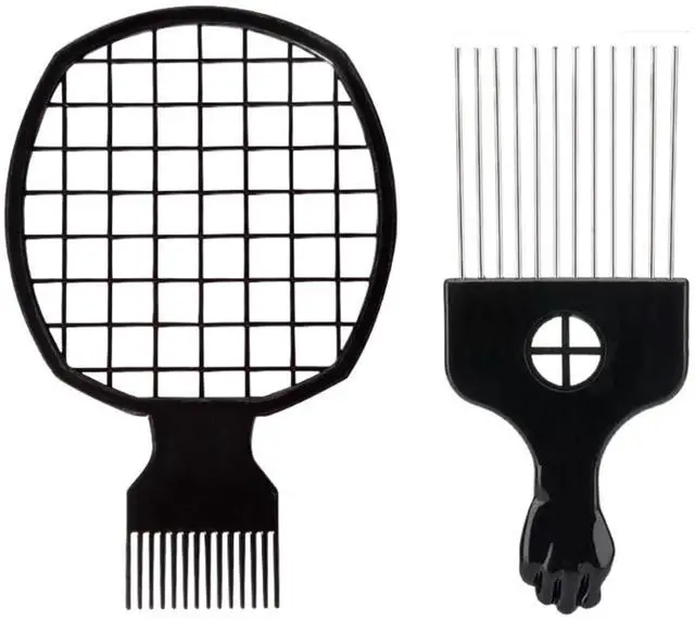 Main image of Upgraded 2-in-1 Hair Twist Comb, Hair Sponge Brush & Metal Afro Pick Comb Set for Black Men and Women with Curls (2 Pcs)