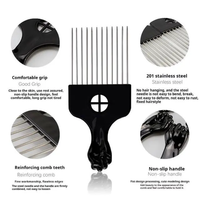 Alt view image 6 of 6 - Upgraded 2-in-1 Hair Twist Comb, Hair Sponge Brush & Metal Afro Pick Comb Set for Black Men and Women with Curls (2 Pcs)