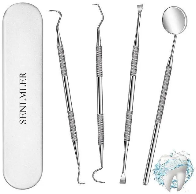 Main image of Professional Plaque Remover Dental Tool Kit - Stainless Steel Pick, Tartar Scraper, Tooth Cleaner, Oral Care Hygiene Set for Dentist, Personal, and Pets with Storage Box