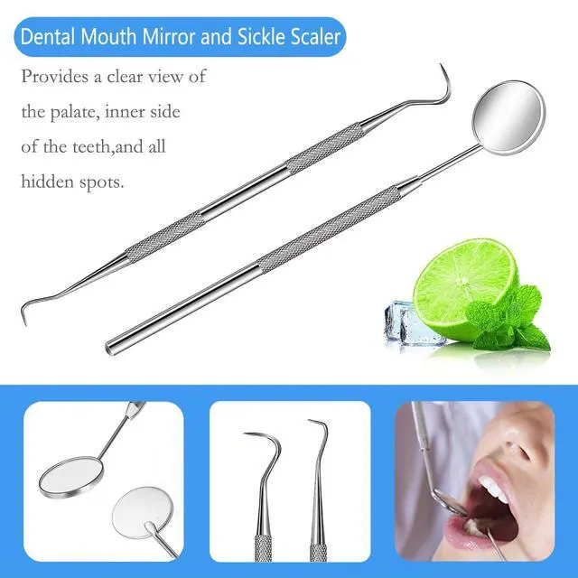 Alt view image 3 of 6 - Professional Plaque Remover Dental Tool Kit - Stainless Steel Pick, Tartar Scraper, Tooth Cleaner, Oral Care Hygiene Set for Dentist, Personal, and Pets with Storage Box