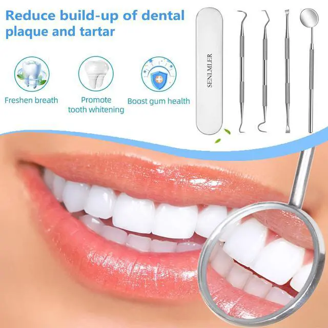 Alt view image 5 of 6 - Professional Plaque Remover Dental Tool Kit - Stainless Steel Pick, Tartar Scraper, Tooth Cleaner, Oral Care Hygiene Set for Dentist, Personal, and Pets with Storage Box