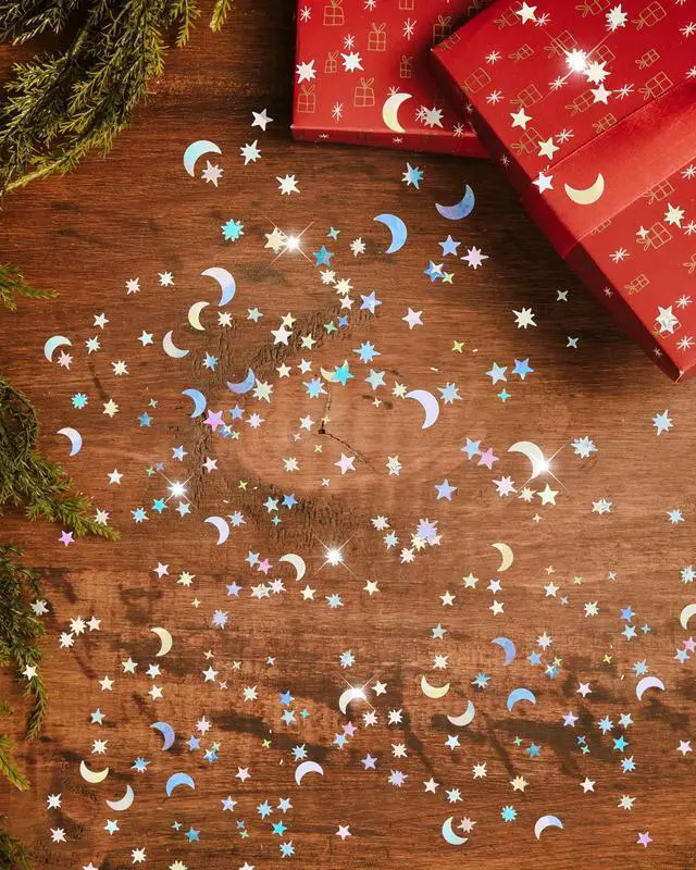 Alt view image 4 of 7 - 4000 Pcs Star Confetti, Glitter Confetti, Holographic Metallic Star Glitter, Holographic Moon, 10mm, Silver, for Party, Wedding, Birthday, Festival, DIY, Unicorn Theme