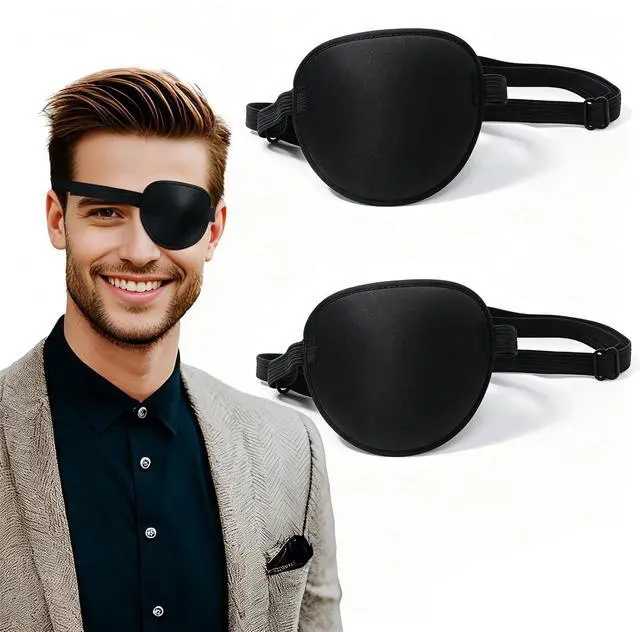 Main image of Enttgo 2Pcs Adjustable Eye Patch for Left or Right Eyes, Reusable Eye Cover for Cosplay Pirate Costume