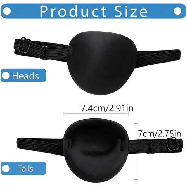Alt view image 5 of 7 - Enttgo 2Pcs Adjustable Eye Patch for Left or Right Eyes, Reusable Eye Cover for Cosplay Pirate Costume