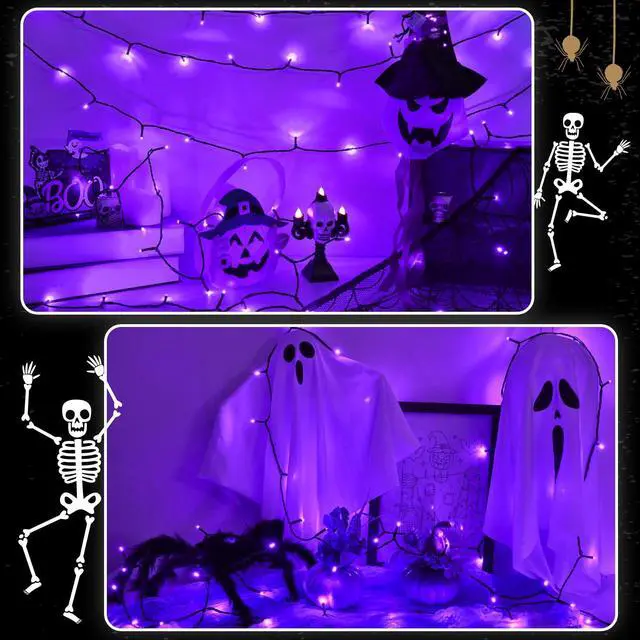 Alt view image 5 of 7 - Cshare Purple String Lights 16.4ft 50LED Battery Operated with Timer Waterproof, Halloween Decorations for Indoor Outdoor, Garland Party Patio Garden Yard Pathway