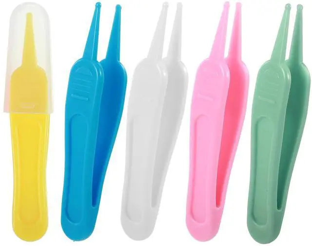 Main image of 5 Pcs Nose Cleaning Tweezers, 5 Colors Baby Booger Picker with Round Head, Ear Noses Navel Cleaner Clip