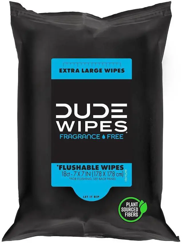 Main image of DUDE Wipes Unscented Adult Flushable Travel Wipes for Camping, 18 Count