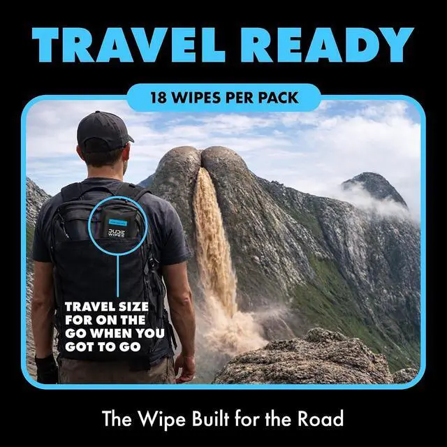 Alt view image 6 of 6 - DUDE Wipes Unscented Adult Flushable Travel Wipes for Camping, 18 Count