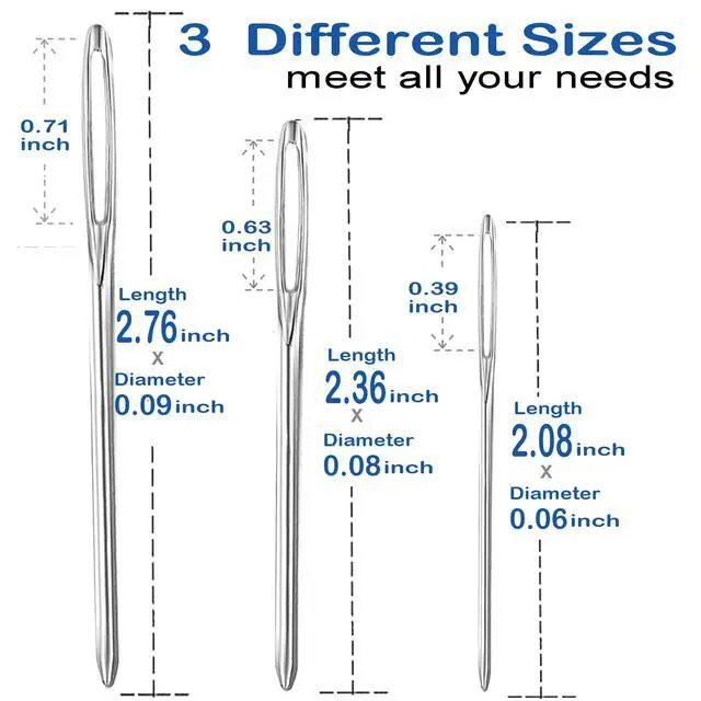Alt view image 5 of 6 - ORRDICE Large-Eye Blunt Needles, Stainless Steel, 9 Pieces for Yarn Knitting, Sewing, Crafting, Weaving, Stringing, Crochet Projects
