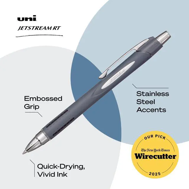 Alt view image 5 of 5 - Uniball Jetstream RT Ballpoint Pens, 0.7mm Fine Point, Black Ink, 4 Count
