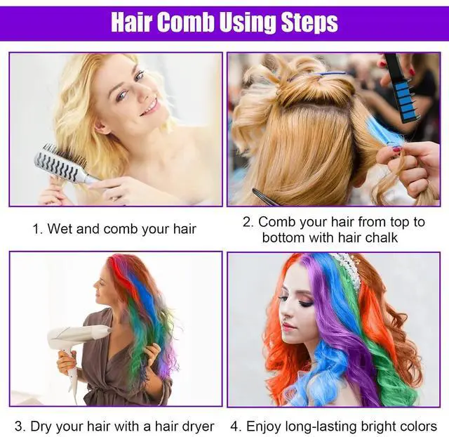 Alt view image 4 of 7 - LAWOHO 6 Colors Temporary Hair Dye Marker Comb Gifts for Girls, Kids, Adults, Halloween, Christmas, Birthday Party, Cosplay