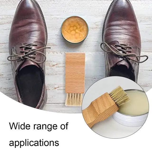 Alt view image 5 of 7 - 2 Pcs Wooden Handle Shoe Polish Applicator Brushes for Leather Boots, Shoes, Bags