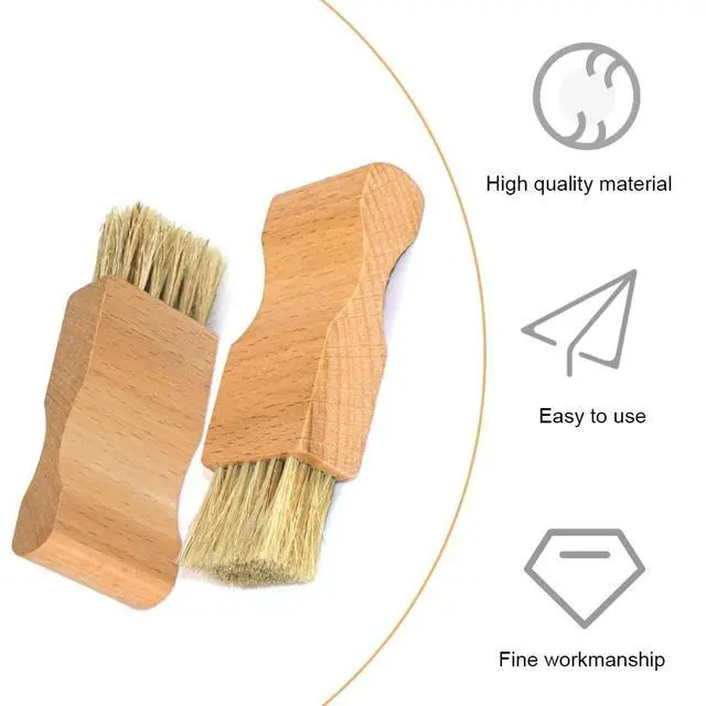 Alt view image 3 of 7 - 2 Pcs Wooden Handle Shoe Polish Applicator Brushes for Leather Boots, Shoes, Bags