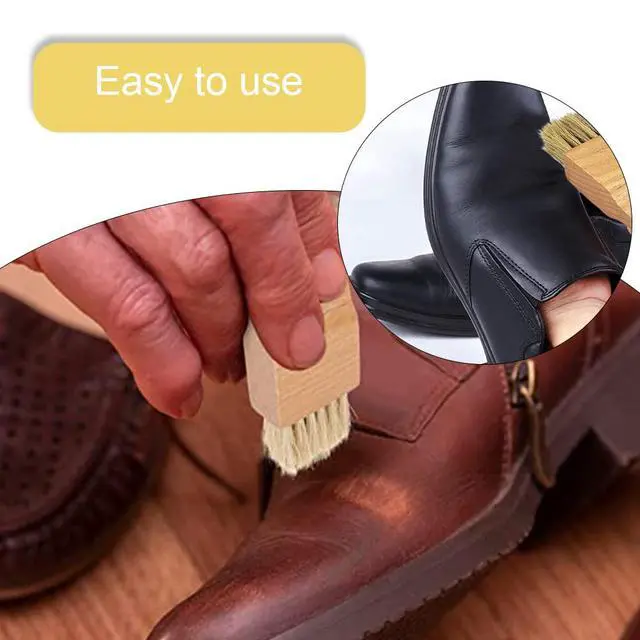 Alt view image 4 of 7 - 2 Pcs Wooden Handle Shoe Polish Applicator Brushes for Leather Boots, Shoes, Bags