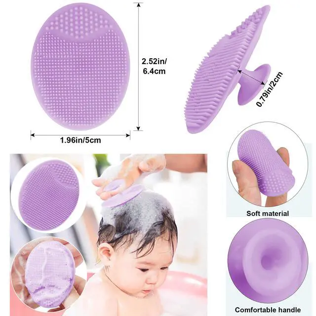 Alt view image 6 of 6 - Baby Hair Brush and Cradle Cap Brush Set 2PCS for Newborns Toddlers, Wooden with Soft Goat Bristle, Purple