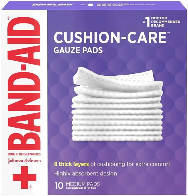 Main image of BAND-AID Cushion-Care Gauze Pads, 3in x 3in, 10 Count