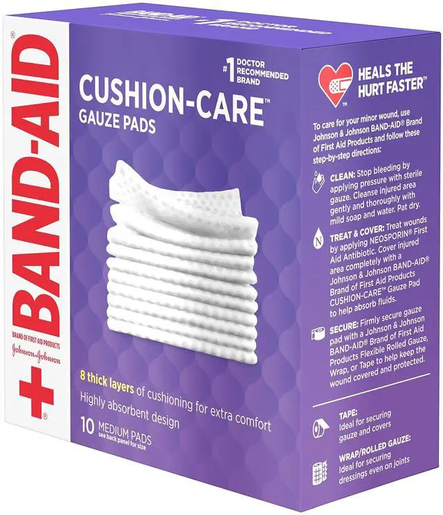 Alt view image 2 of 6 - BAND-AID Cushion-Care Gauze Pads, 3in x 3in, 10 Count