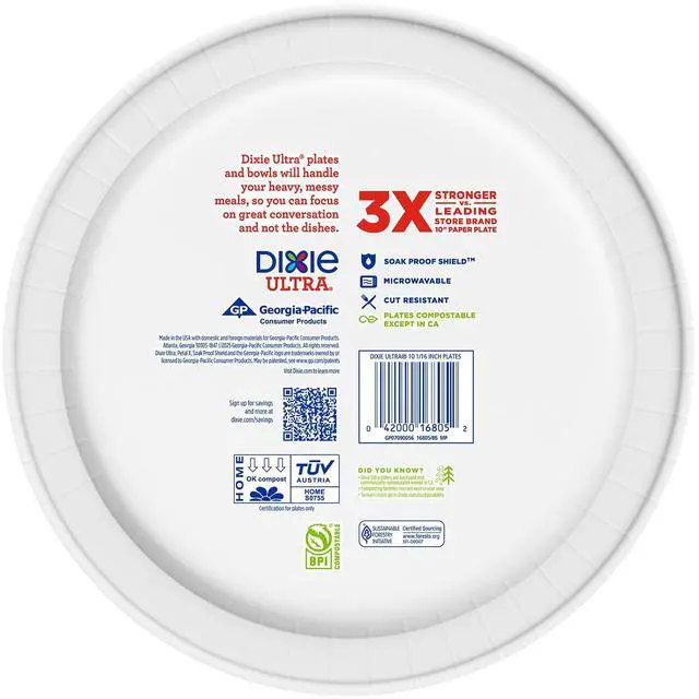 Alt view image 3 of 6 - Dixie Ultra Limited Edition 10" Dinner Size Paper Plates, 20 Count