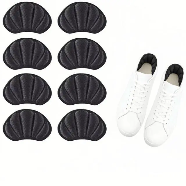 Main image of Back of Heel Cushion Inserts, 8 Pcs - Mesh Self-Adhesive Grips Pads, Reusable Heel Guards Liners for Boots, Loose Shoes, Improve Shoe Fit for Women Men, Black