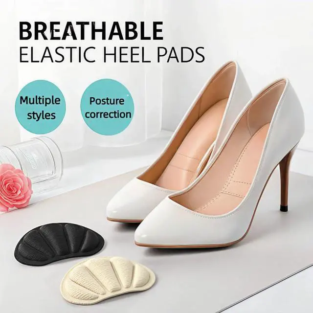 Alt view image 7 of 7 - Back of Heel Cushion Inserts, 8 Pcs - Mesh Self-Adhesive Grips Pads, Reusable Heel Guards Liners for Boots, Loose Shoes, Improve Shoe Fit for Women Men, Black