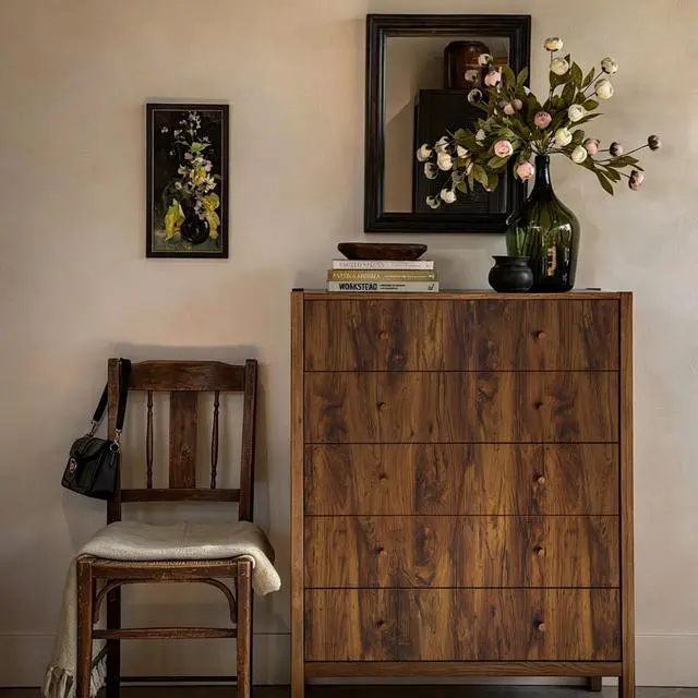 Alt view image 5 of 6 - Dimoon Peel and Stick Wallpaper 59"x15.7" Brown Wood Grain Waterproof Self-Adhesive Vintage Cabinet Table Roll