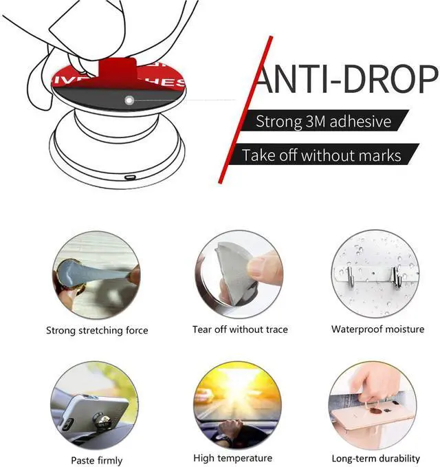 Alt view image 4 of 6 - AZXYI Very High Bond Double Sided Sticker Tapes, 9 Pack 1.4 Inch Adhesive Replacement for Phone Collapsible Grip & Stand Base