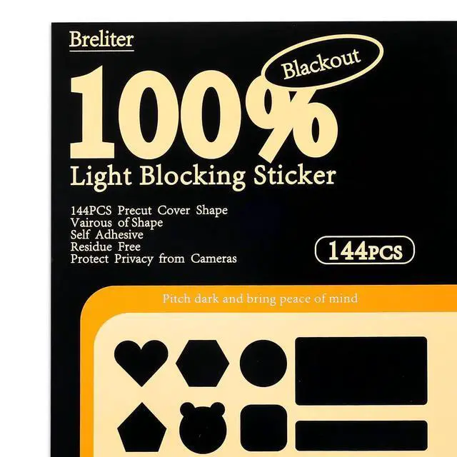 Main image of Breliter Light Blocking Stickers 144PCS with Tweezers, Blackout Covers for Electronics Routers Monitors Appliances, Blocks 95-100% of LED Lights