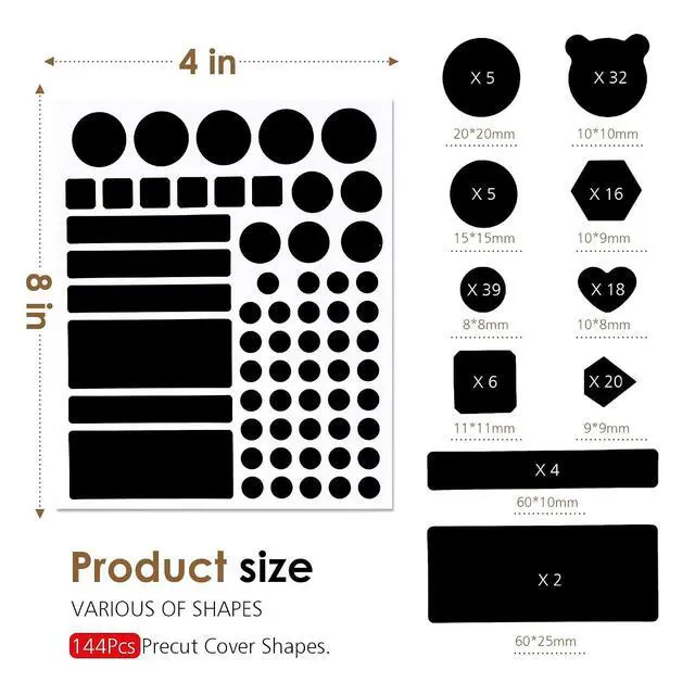 Alt view image 2 of 7 - Breliter Light Blocking Stickers 144PCS with Tweezers, Blackout Covers for Electronics Routers Monitors Appliances, Blocks 95-100% of LED Lights