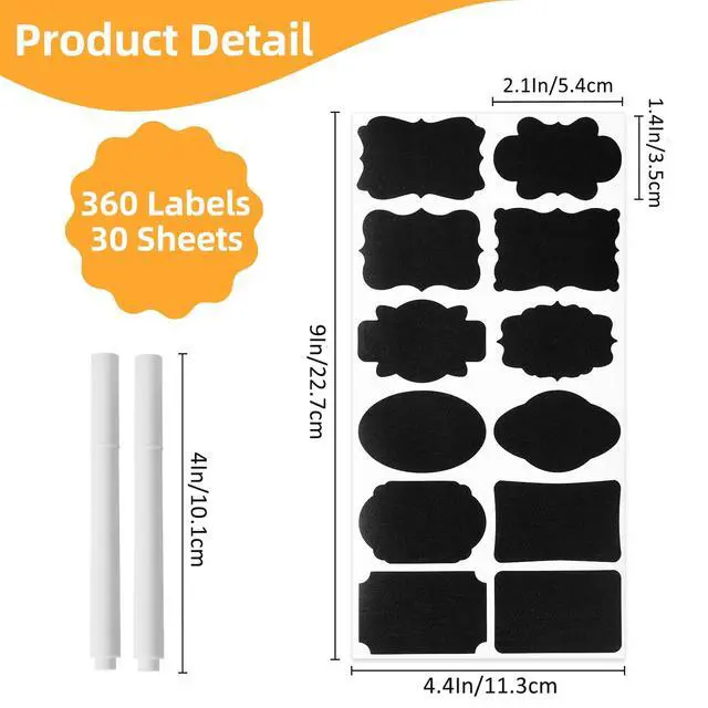 Alt view image 4 of 7 - Homrelaxy 360 Pcs Chalkboard Labels Stickers for Glass Jars, 2.1"x1.4"