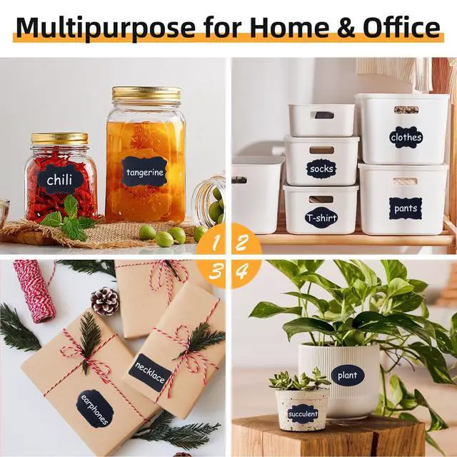 Alt view image 5 of 7 - Homrelaxy 360 Pcs Chalkboard Labels Stickers for Glass Jars, 2.1"x1.4"