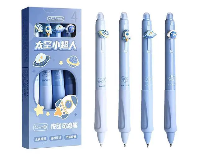 Main image of Yyaaloa 4-Pack Cute Retractable Erasable Gel Pens, Fine Point 0.5mm, Black Ink, Make Mistakes Disappear, for Writing Planner and Crossword Puzzles (Blue, Black)