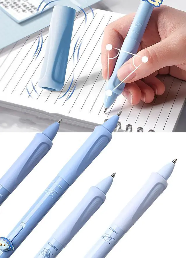 Alt view image 3 of 5 - Yyaaloa 4-Pack Cute Retractable Erasable Gel Pens, Fine Point 0.5mm, Black Ink, Make Mistakes Disappear, for Writing Planner and Crossword Puzzles (Blue, Black)