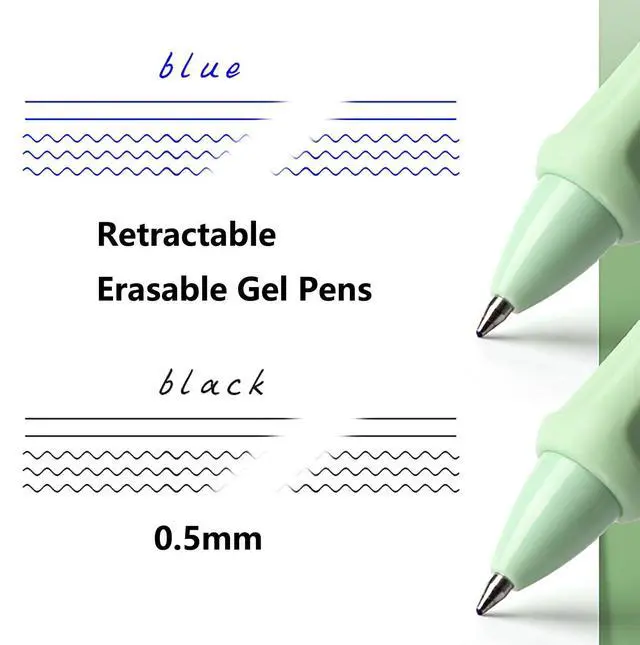 Alt view image 4 of 5 - Yyaaloa 4-Pack Cute Retractable Erasable Gel Pens, Fine Point 0.5mm, Black Ink, Make Mistakes Disappear, for Writing Planner and Crossword Puzzles (Blue, Black)
