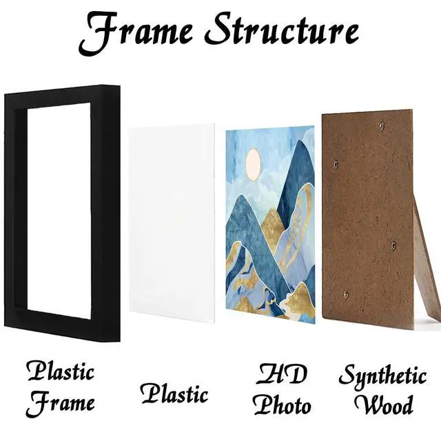 Alt view image 2 of 6 - 8x8 Black Picture Frame, Lightweight Sturdy Gallery Wall Decor