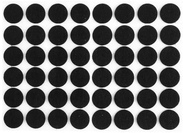 Main image of 1/2" Diameter 1/8" Thick Round Black Self Adhesive Felt Bumpers (48 Pack)