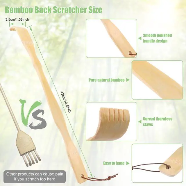 Alt view image 6 of 6 - HOFASON 3 Pack Wooden Bamboo Back Scratchers 16.5 Inch Long Handle for Adults, Men, Women, Seniors, Elderly, Funny Gifts, Easter Basket Stuffers